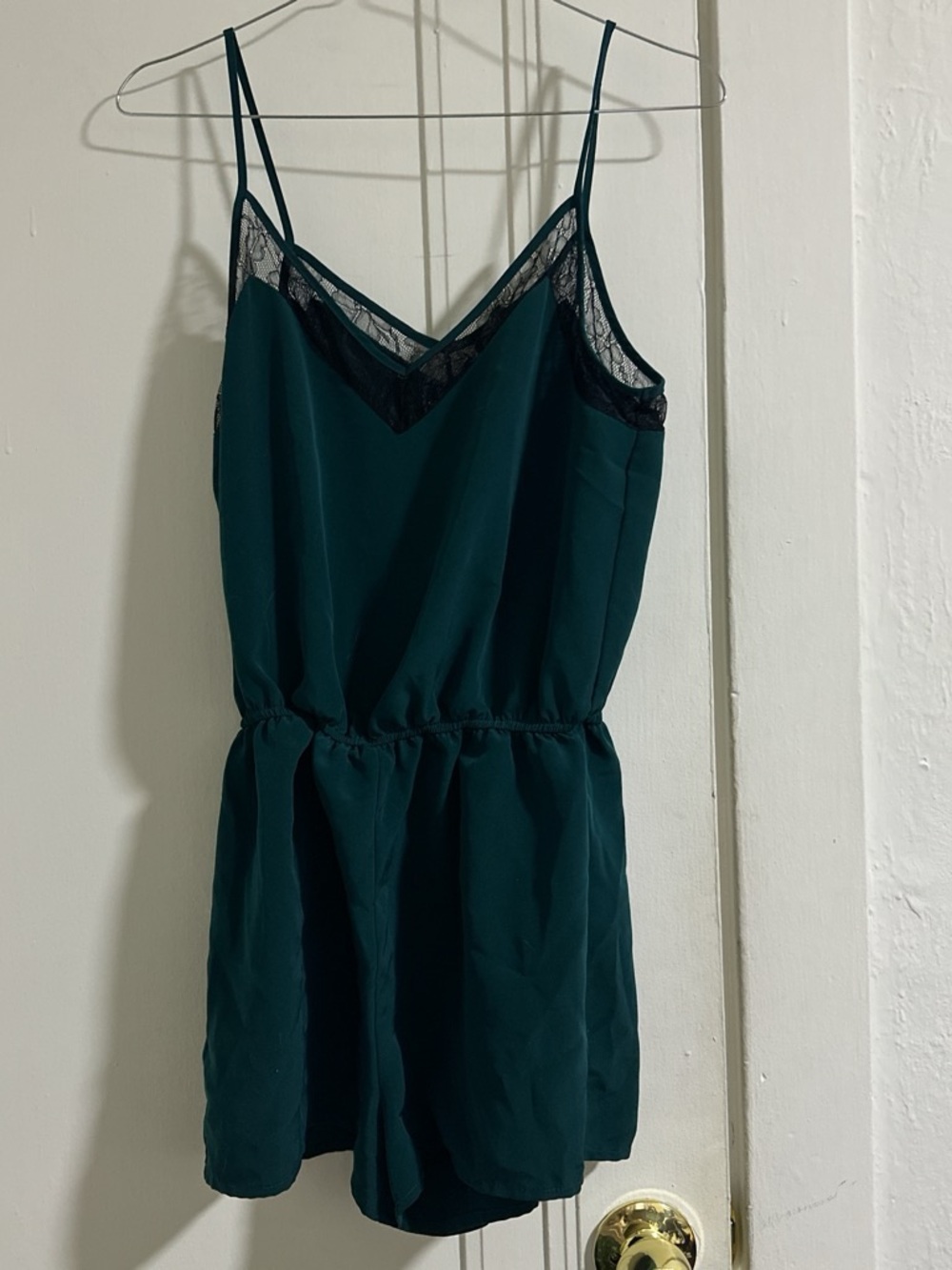 Forever 21 Dark Teal Lace-Trim Romper